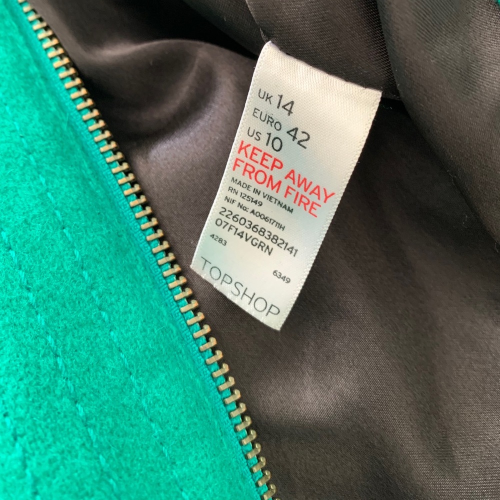 TopShop Kelly Green Wool Blend Coat - Picture 8 of 10